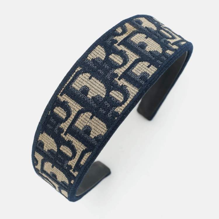 Pre Owned Dior Navy Blue Oblique Canvas Headband
