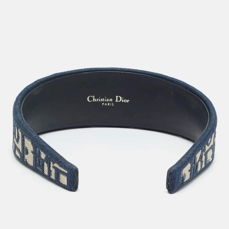 Pre Owned Dior Navy Blue Oblique Canvas Headband