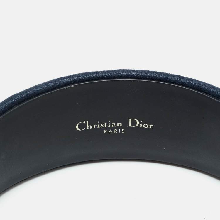 Pre Owned Dior Navy Blue Oblique Canvas Headband