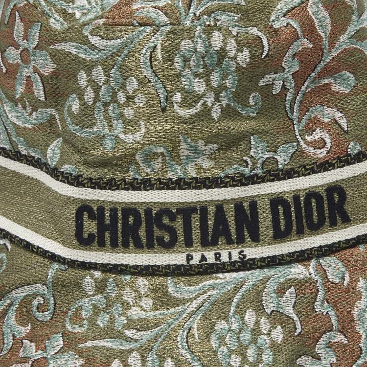Pre Owned Dior Green Cotton Dioriviera D-Bobby Bucket Hat Size 57