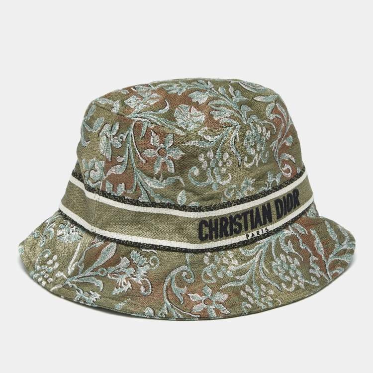 Pre Owned Dior Green Cotton Dioriviera D-Bobby Bucket Hat Size 57