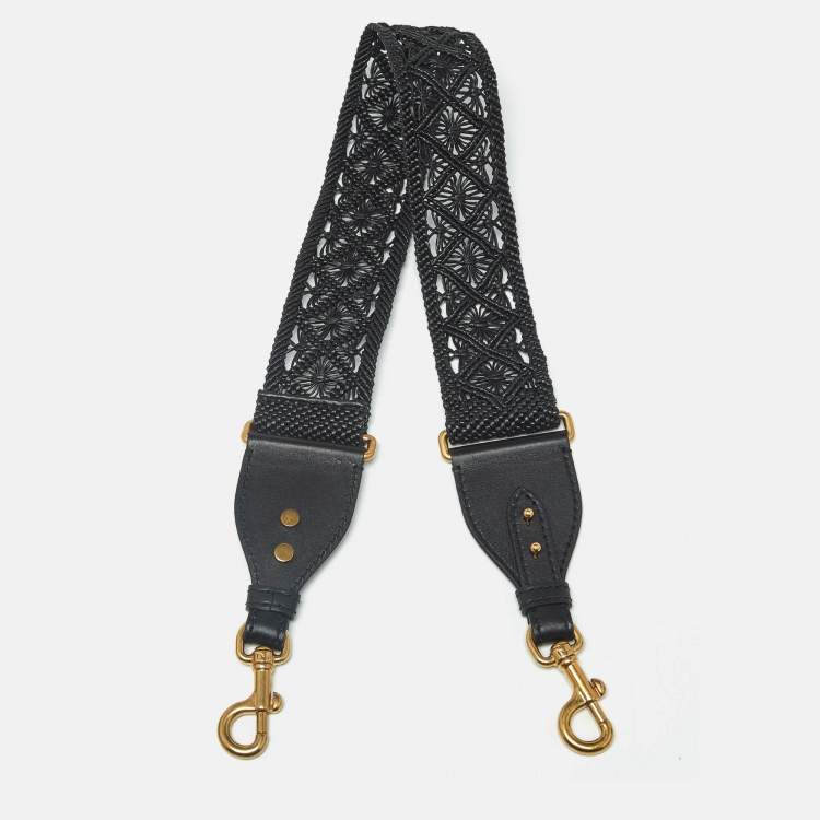 مملوكة مسبقًا حمالة حقيبة كتف ديور جلد مضفر أسود