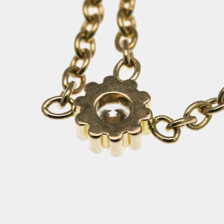 Pre Owned Christian Dior Rose Des Vents Medallion Rose Quartz 18K Pink Gold Diamond Women Necklace