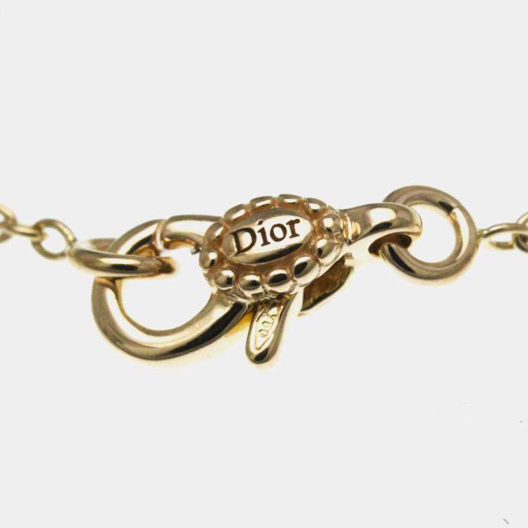 Pre Owned Christian Dior Rose Des Vents Medallion Rose Quartz 18K Pink Gold Diamond Women Necklace