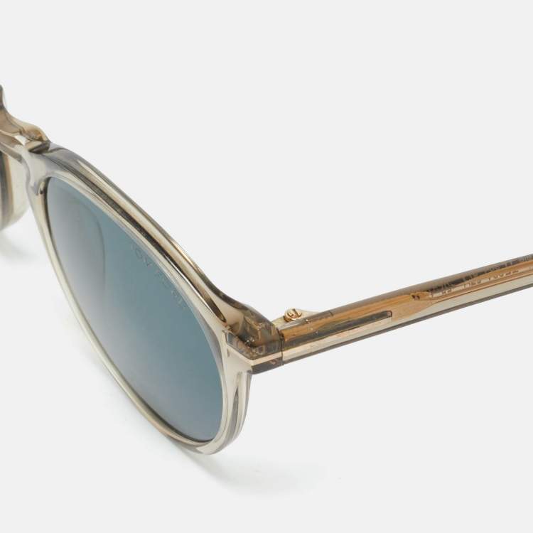 Pre Owned Tom Ford Blue Aurrele TF904 Round Sunglasses