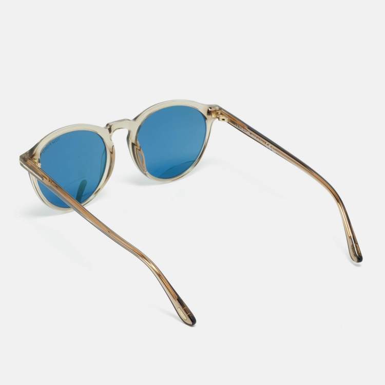 Pre Owned Tom Ford Blue Aurrele TF904 Round Sunglasses