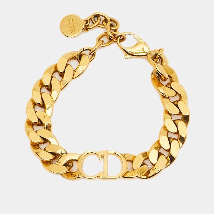Pre Owned Dior Danseuse Étoile Gold Tone Link Bracelet