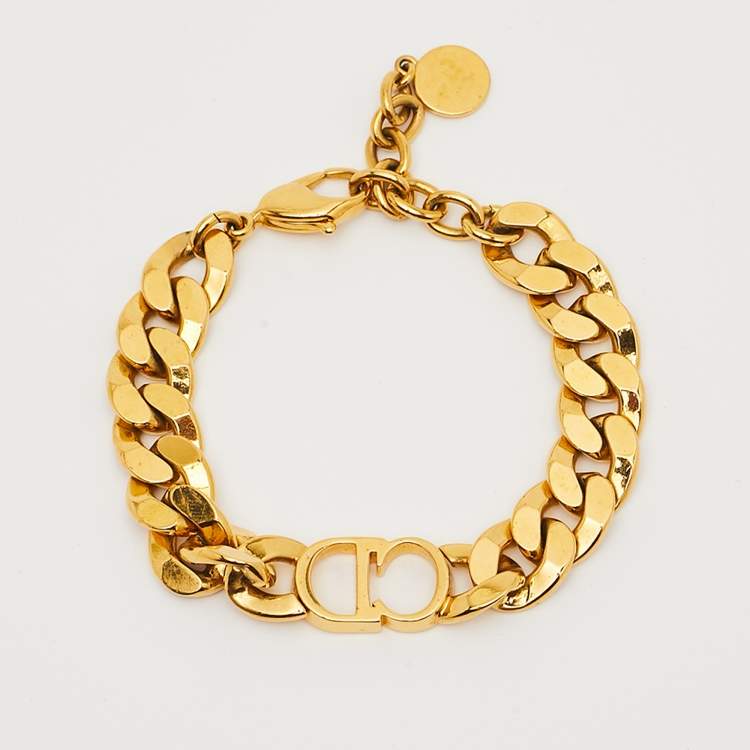 Pre Owned Dior Danseuse Étoile Gold Tone Link Bracelet