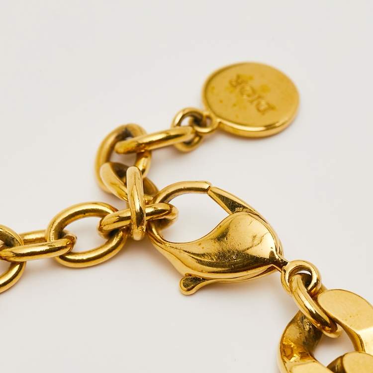 Pre Owned Dior Danseuse Étoile Gold Tone Link Bracelet