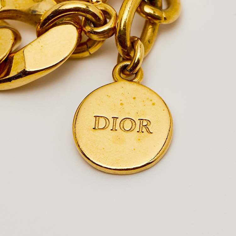 Pre Owned Dior Danseuse Étoile Gold Tone Link Bracelet