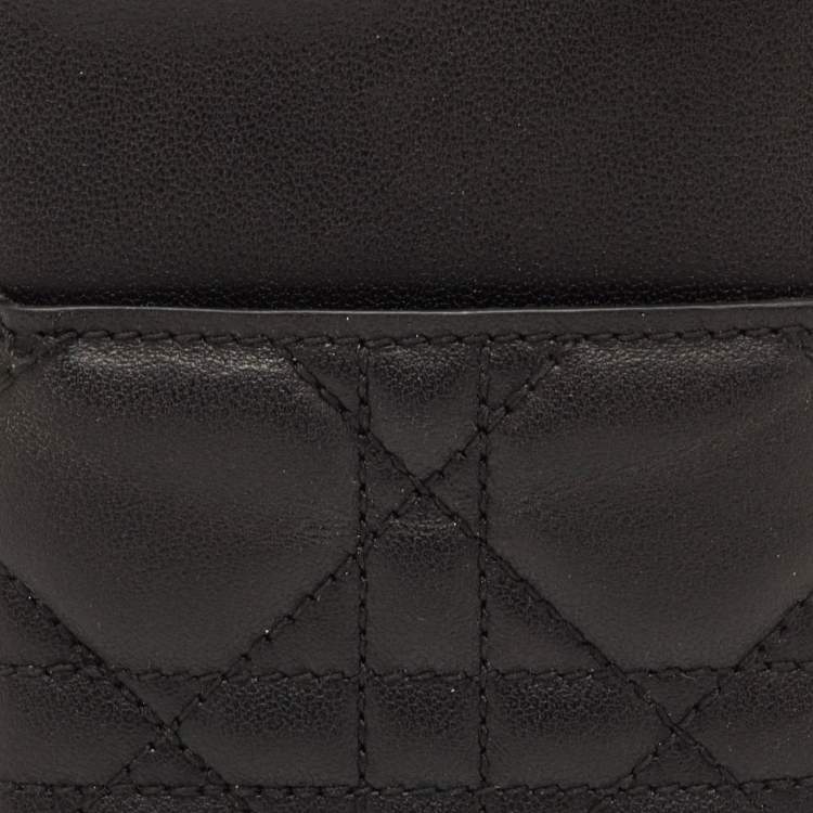 Pre Owned Dior Lady Dior Black Cannage Leather iPhone 14 Pro Phone Cover