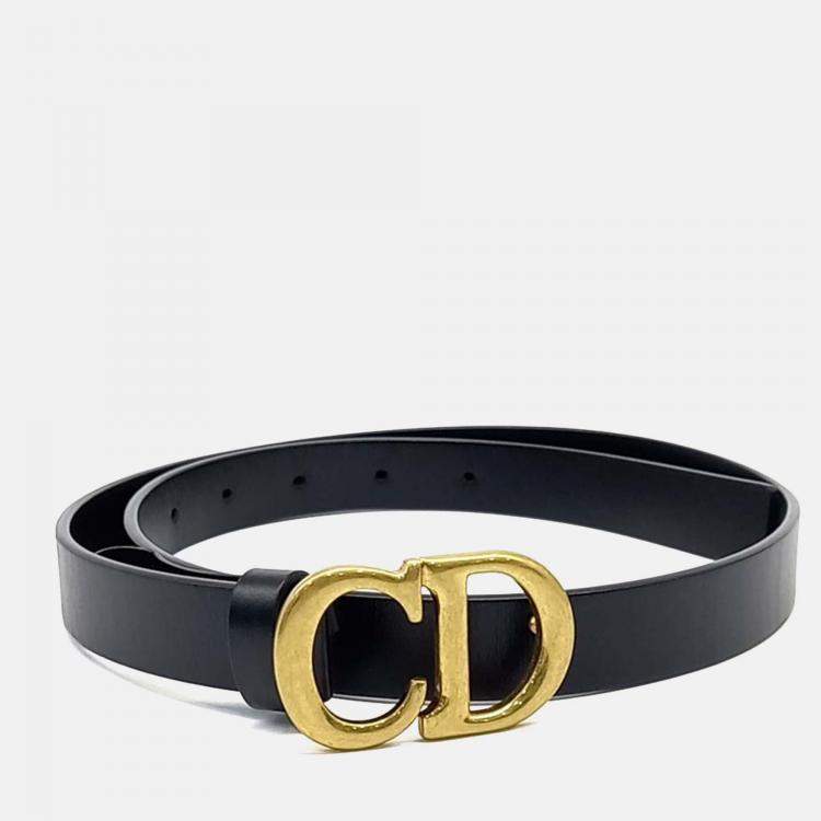 Pre Owned Dior Black Leather Saddle Belt