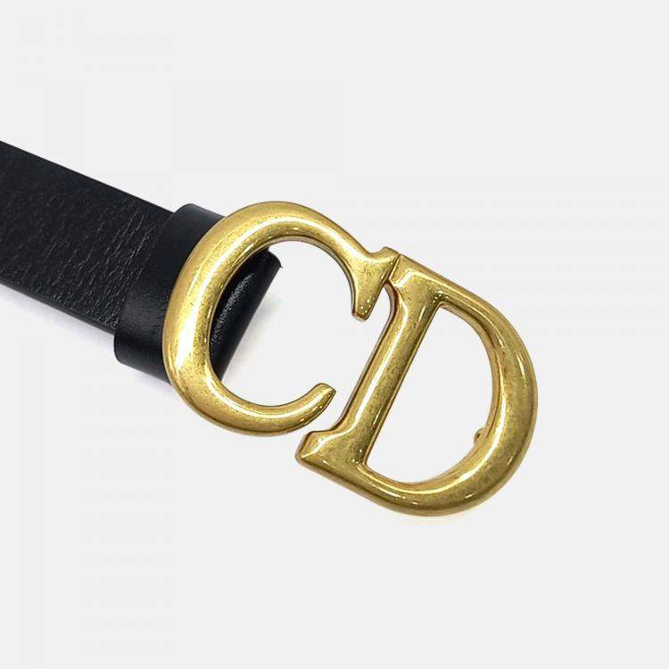 Pre Owned Dior Black Leather Saddle Belt