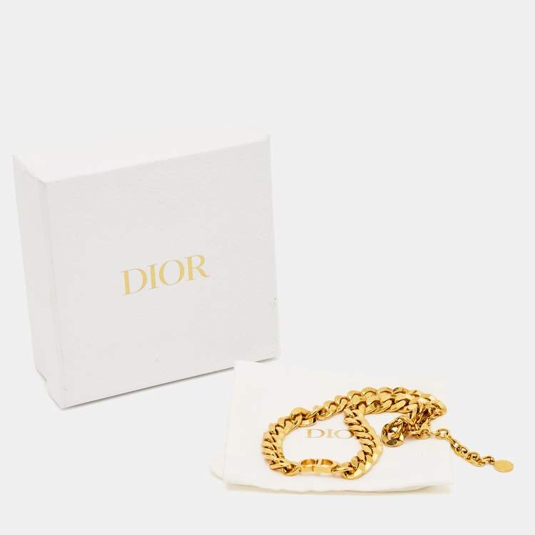 Pre Owned Dior CD Danseuse Etoile Gold Tone Choker Necklace