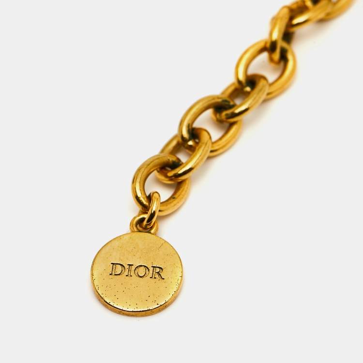 Pre Owned Dior CD Danseuse Etoile Gold Tone Choker Necklace