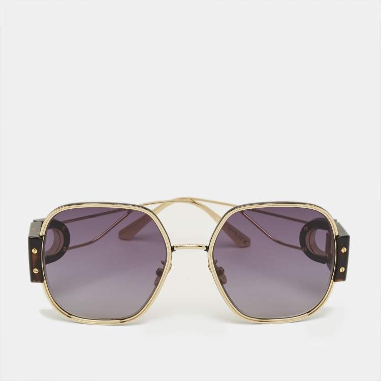 Pre Owned Dior Black/Gold Tone Montaigne S5U Square Sunglasses