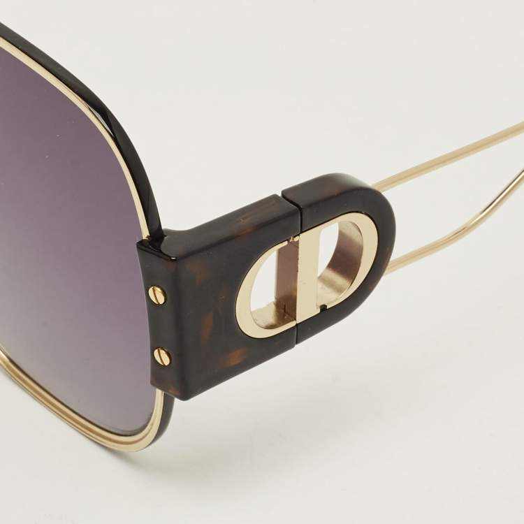 Pre Owned Dior Black/Gold Tone Montaigne S5U Square Sunglasses