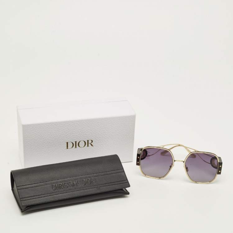 Pre Owned Dior Black/Gold Tone Montaigne S5U Square Sunglasses