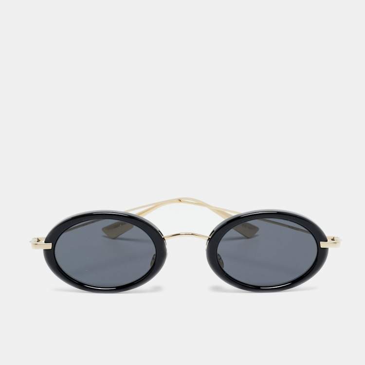 Pre Owned Dior Black/Gold Tone Hypnotic 2 Oval Sunglasses
