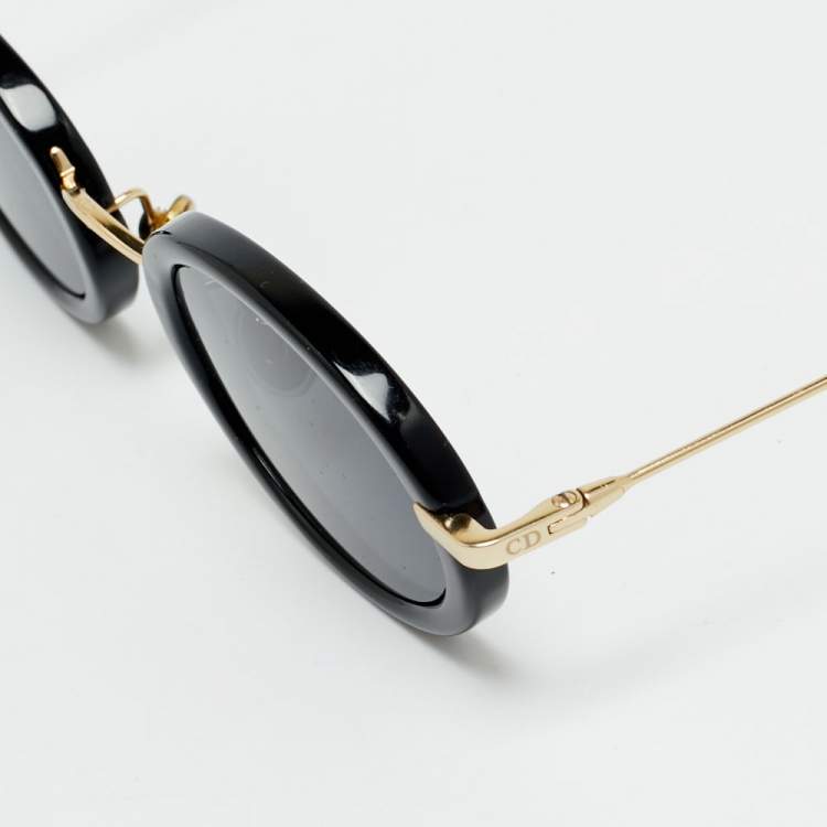 Pre Owned Dior Black/Gold Tone Hypnotic 2 Oval Sunglasses