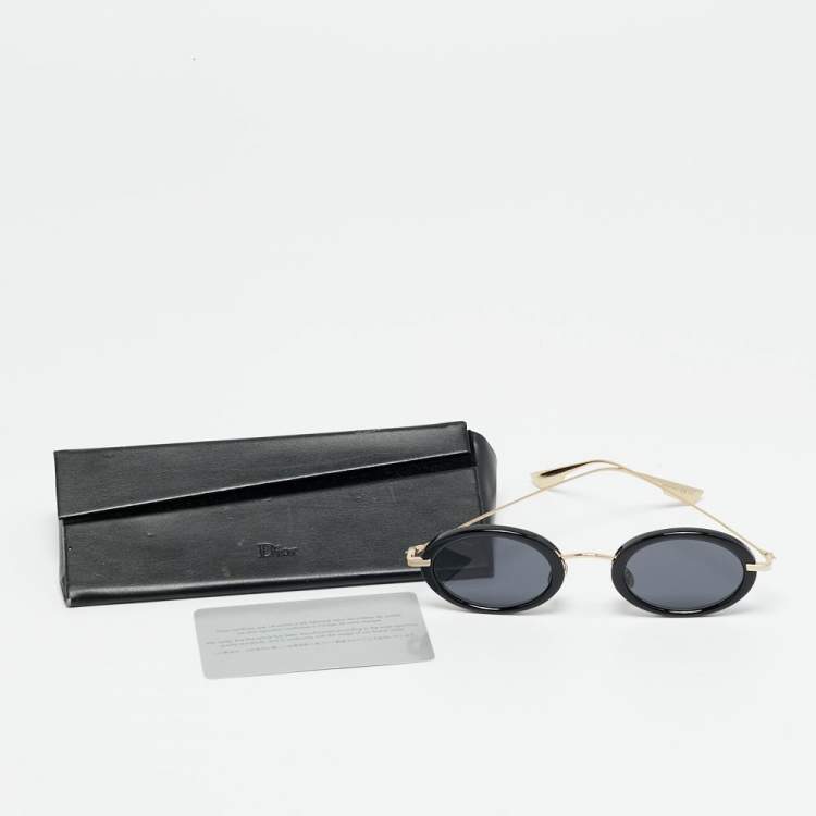 Pre Owned Dior Black/Gold Tone Hypnotic 2 Oval Sunglasses