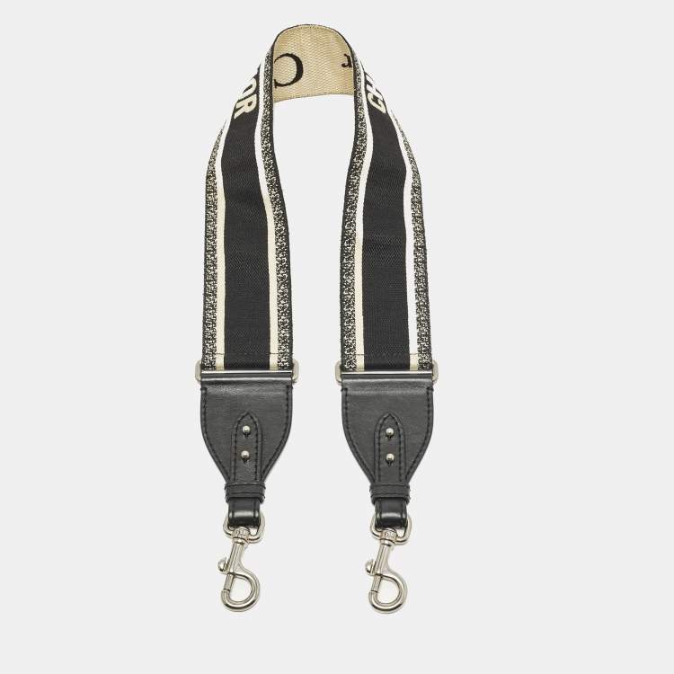 Pre Owned Dior Bag Shoulder Strap Black Embroidered Canvas