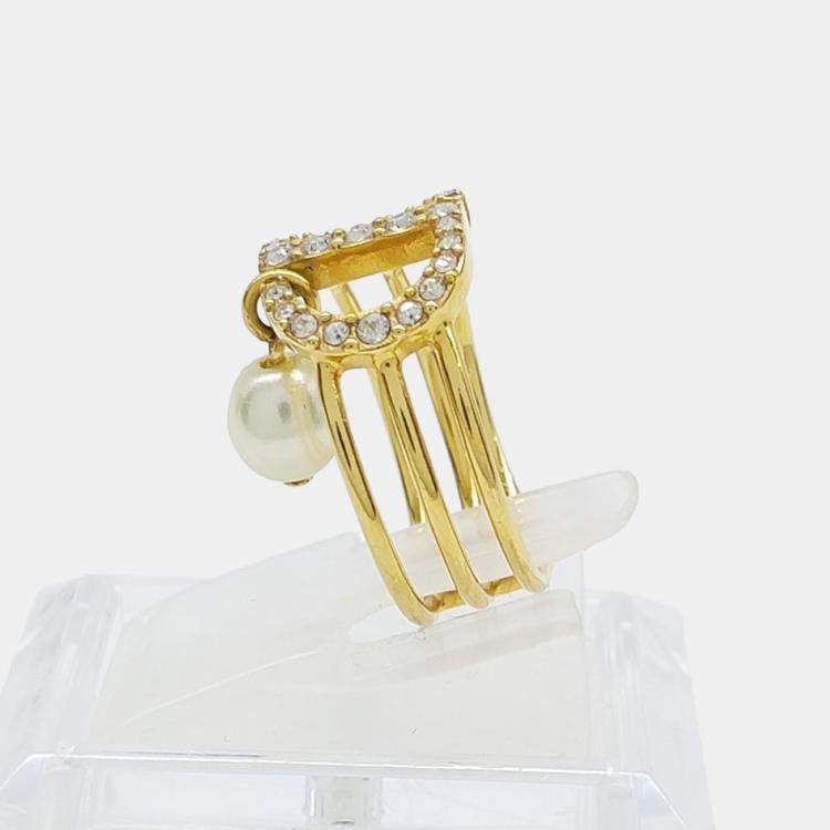 Pre Owned Dior Petite CD Gold-tone Ring