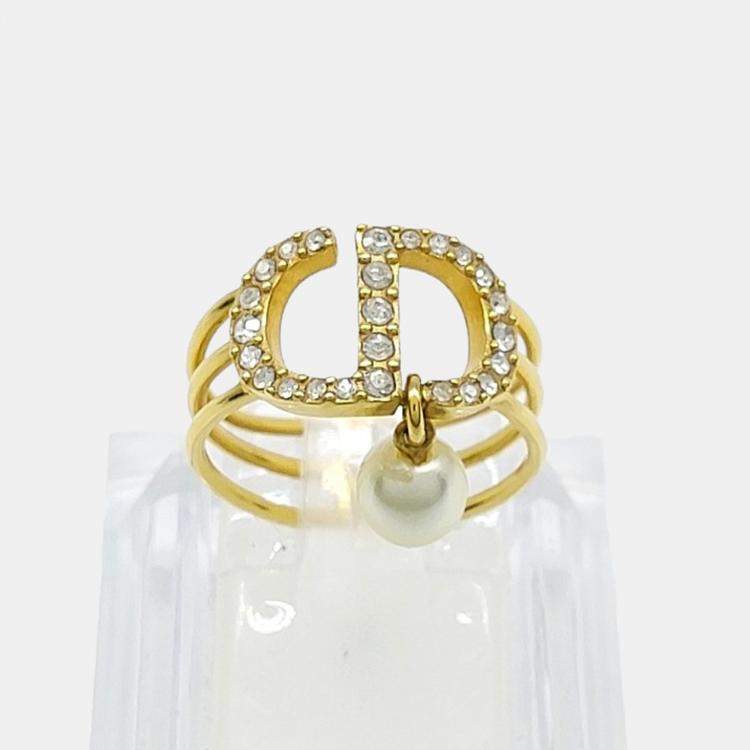 Pre Owned Dior Petite CD Gold-tone Ring