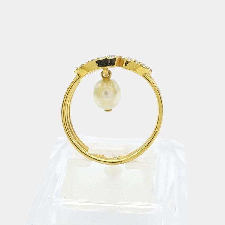 Pre Owned Dior Petite CD Gold-tone Ring