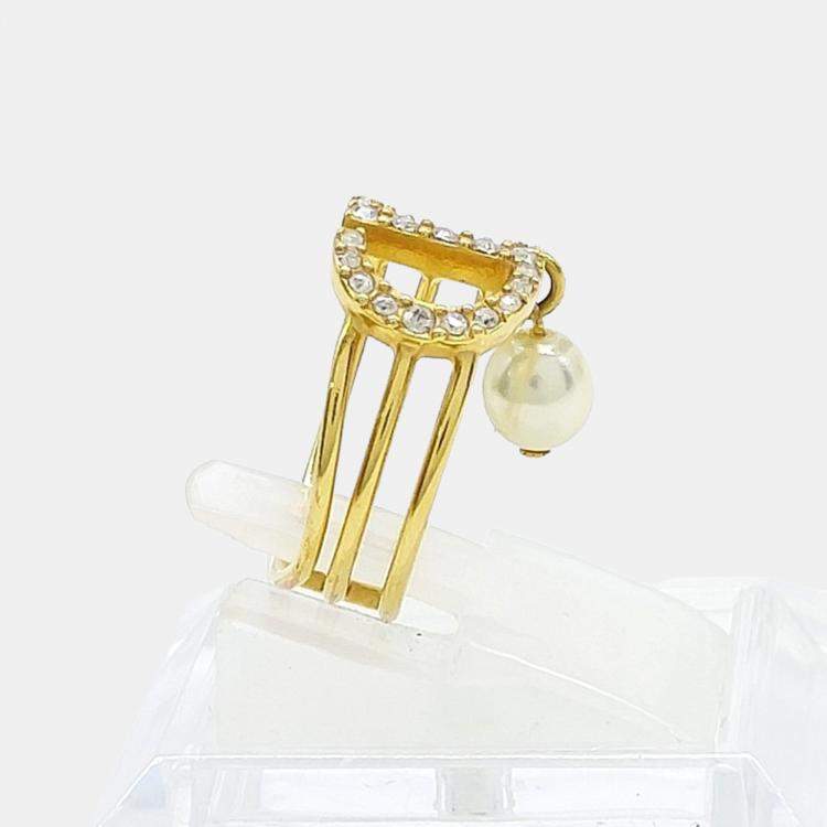 Pre Owned Dior Petite CD Gold-tone Ring