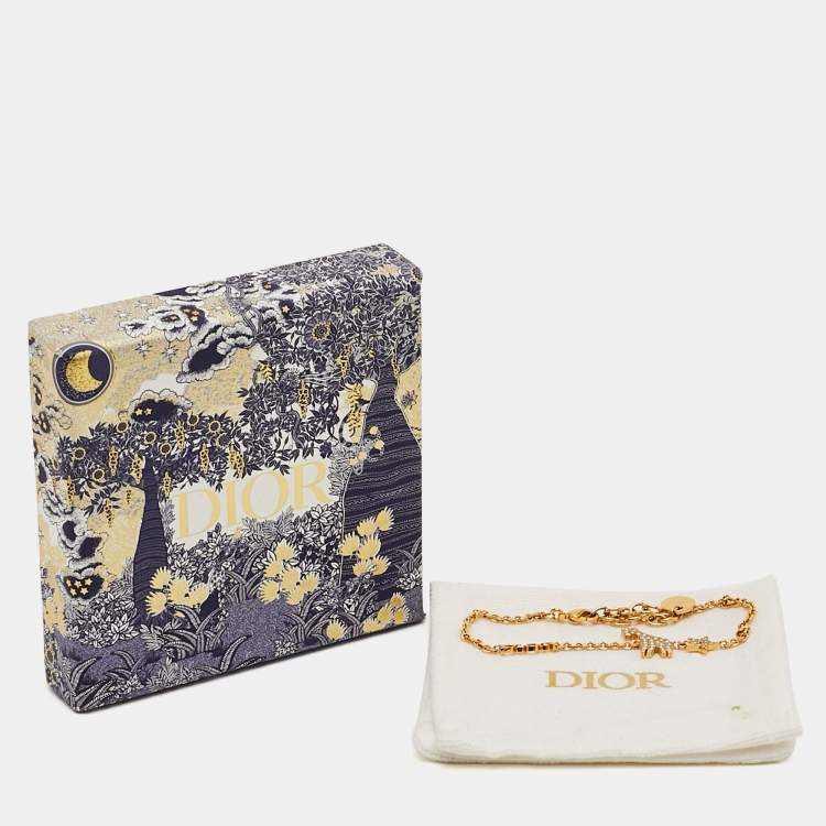 Pre Owned Dior Giraffe Crystals Gold Tone Bracelet