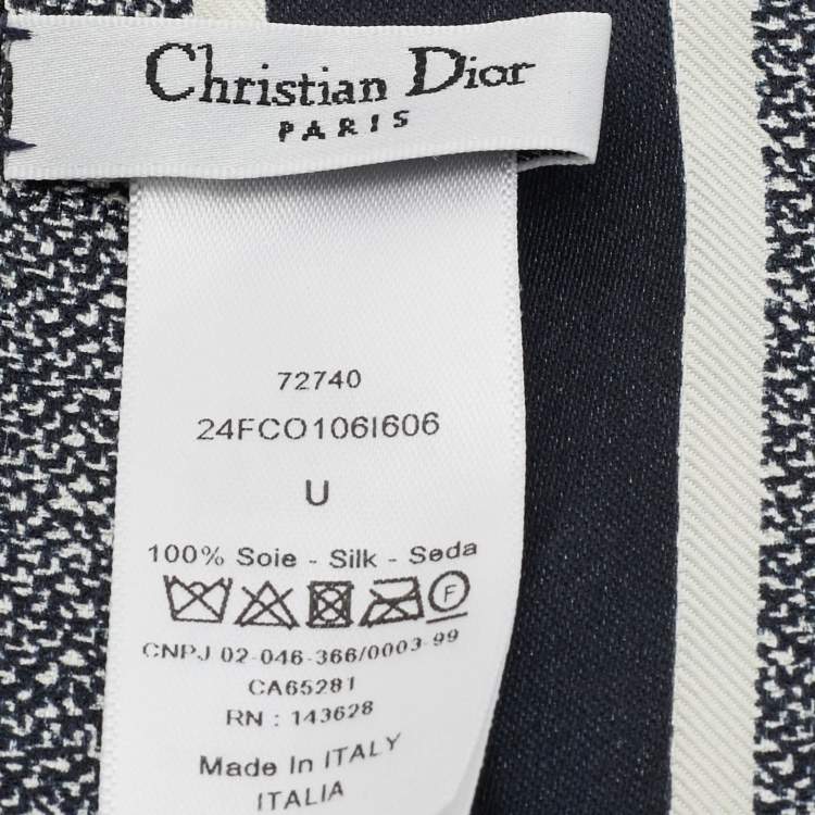 Pre Owned Dior Midnight Blue Floral Print Silk Mitzah Scarf