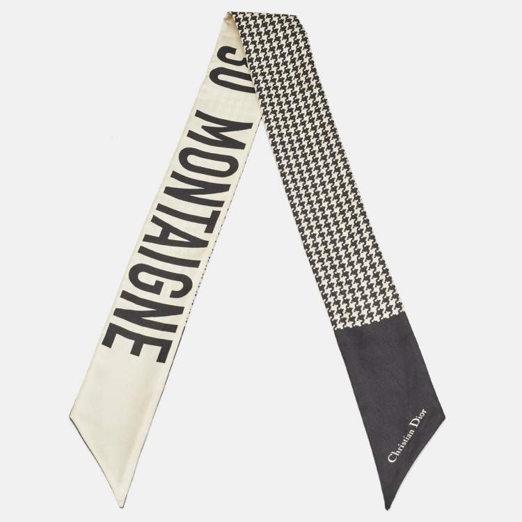 Pre Owned Dior Black & beige 30 Montaigne Printed Silk bandeau