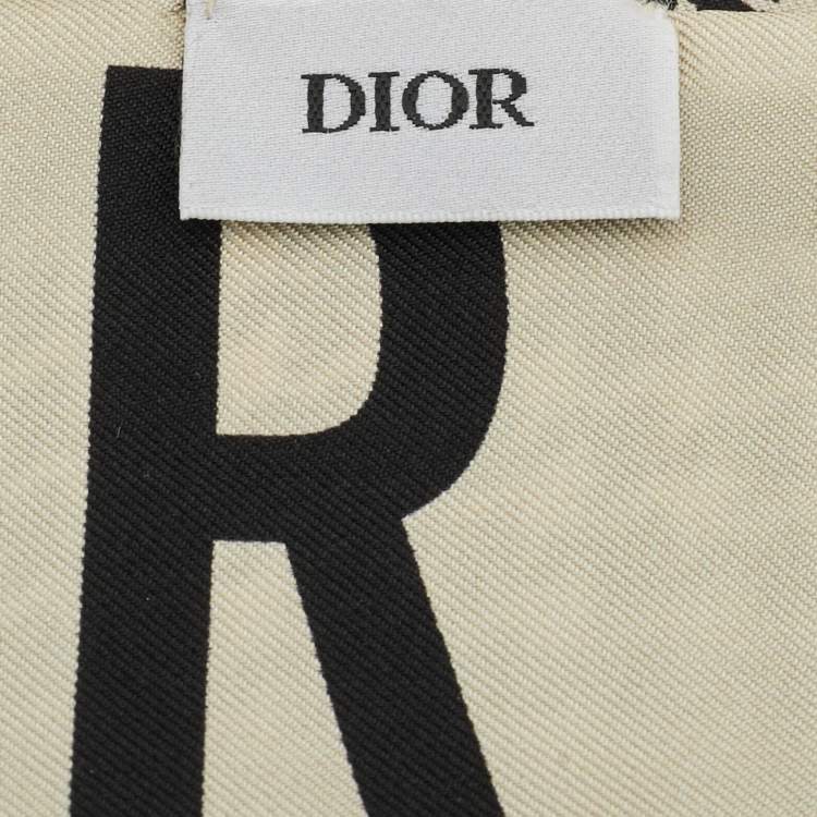 Pre Owned Dior Black & beige 30 Montaigne Printed Silk bandeau