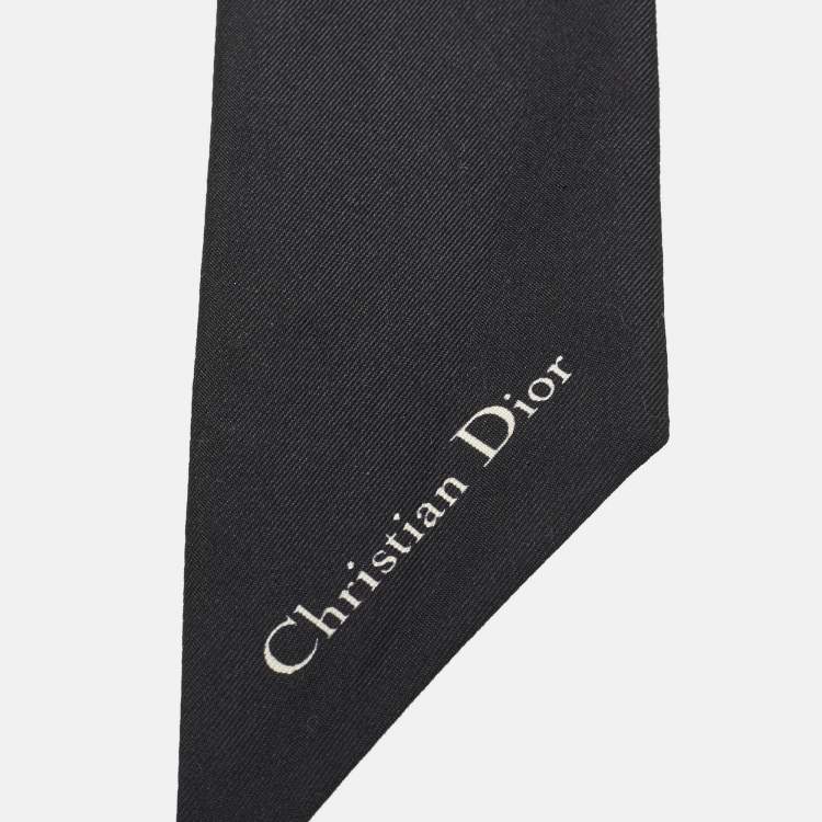 Pre Owned Dior Black & beige 30 Montaigne Printed Silk bandeau