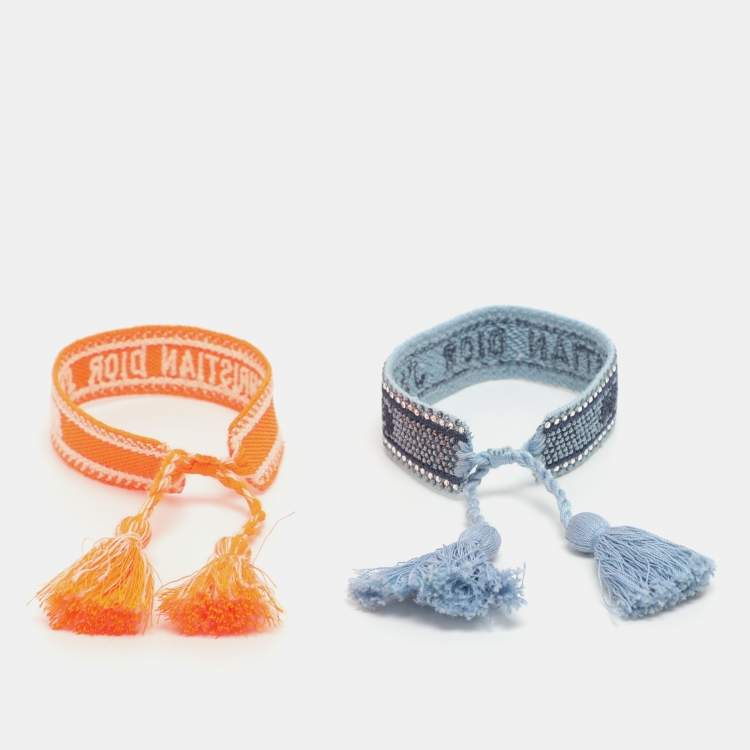 Pre Owned Dior Blue/Orange J'Adior Fabric Friendship Bracelet Set