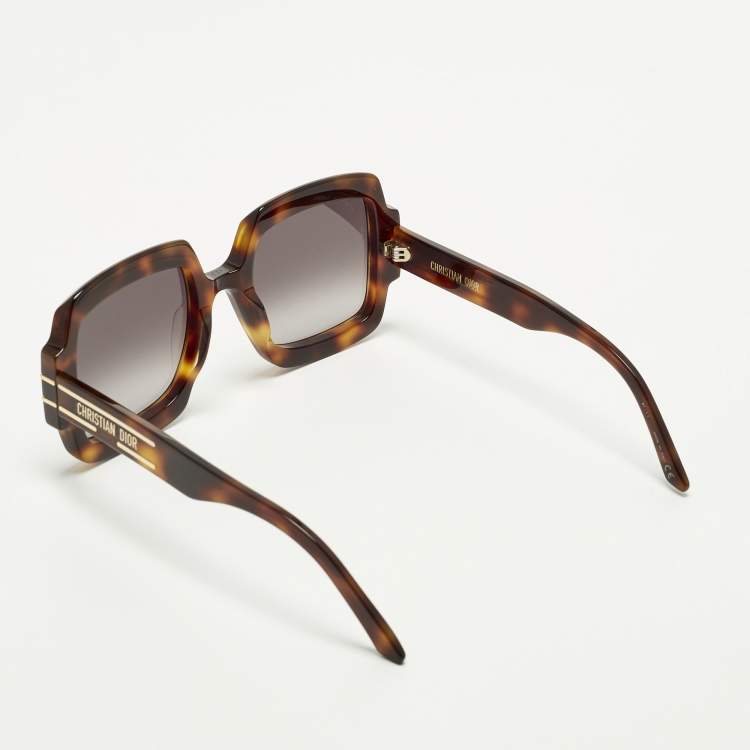 Pre Owned Dior Tortoise Brown Gradient DiorSignature S1U Square Sunglasses