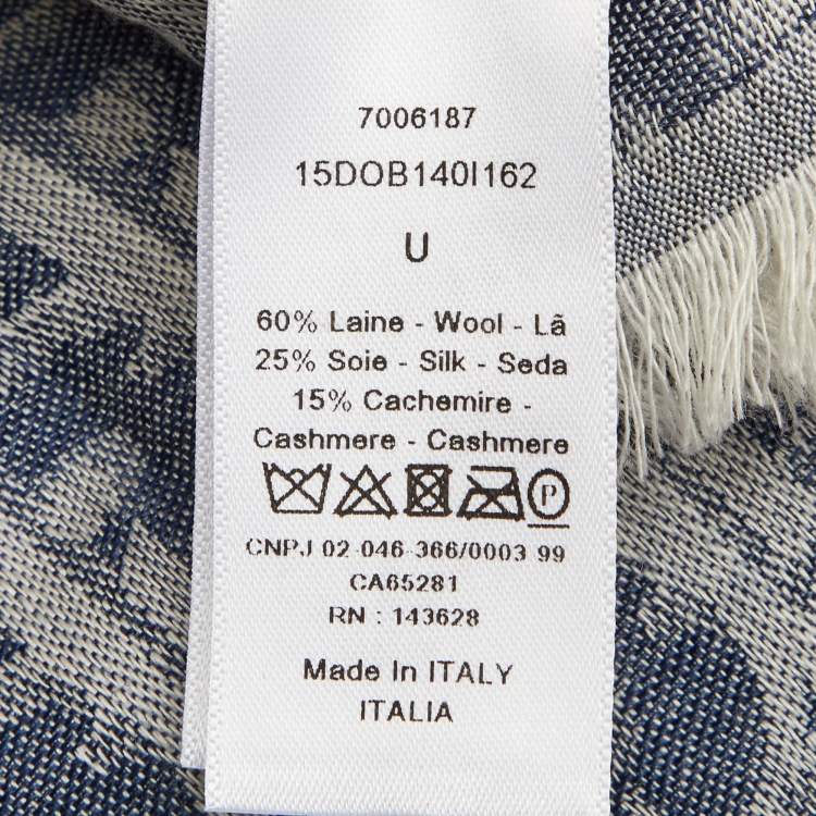 Pre Owned Dior Navy Blue Oblique Square Silk Scarf