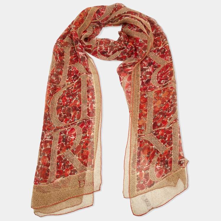 Pre Owned Dior Multicolor Print Silk Scarf