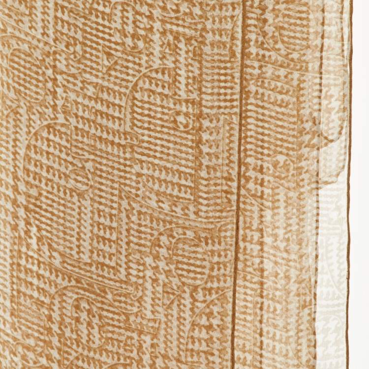 Pre Owned Dior Beige Printed Silk Scarf