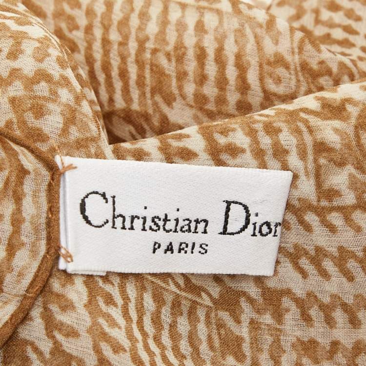 Pre Owned Dior Beige Printed Silk Scarf