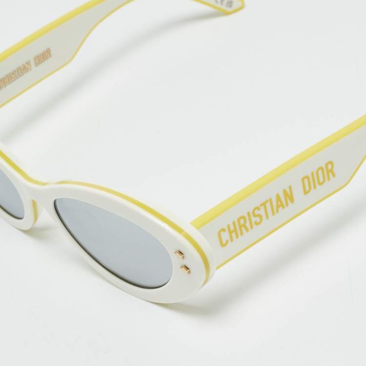 Pre Owned Dior White/Yellow Mirrored DiorPacific B1U 95A4 Cat Eye Sunglasses