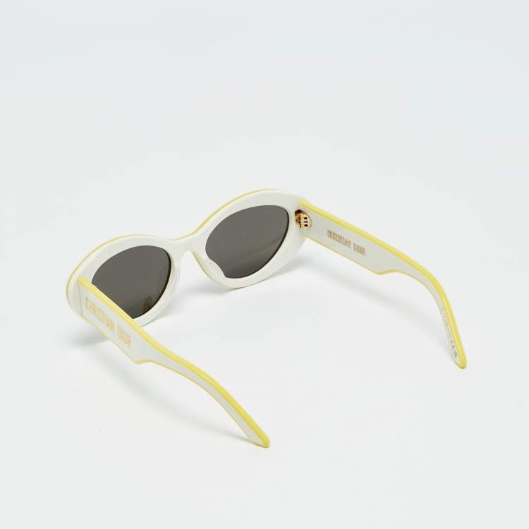 Pre Owned Dior White/Yellow Mirrored DiorPacific B1U 95A4 Cat Eye Sunglasses