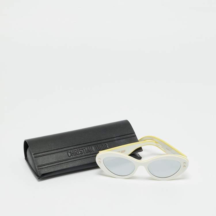 Pre Owned Dior White/Yellow Mirrored DiorPacific B1U 95A4 Cat Eye Sunglasses