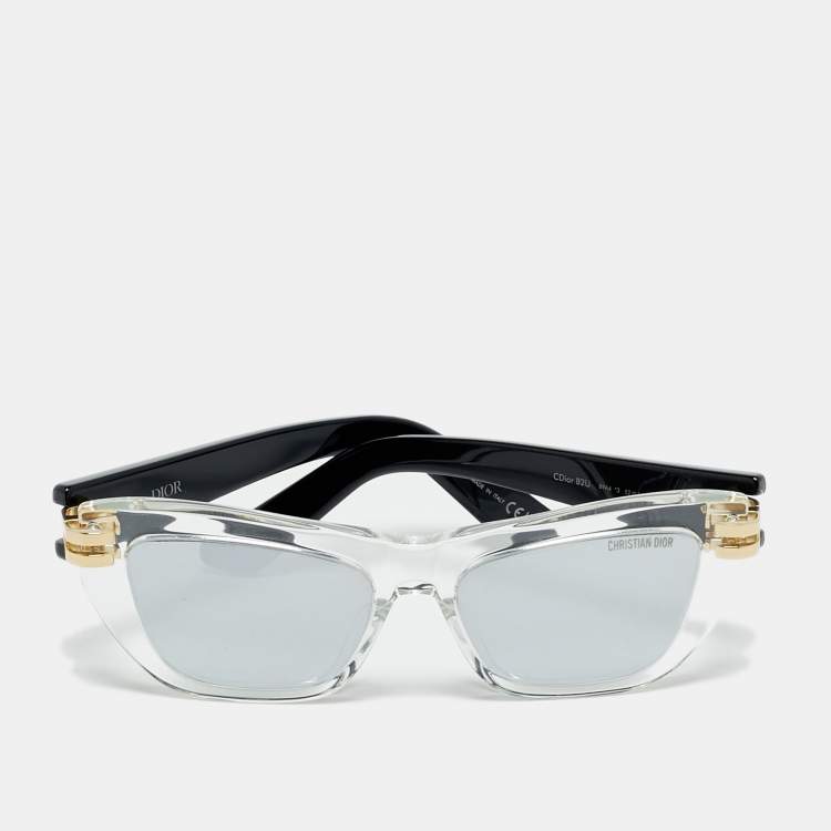 Pre Owned Dior Black/Silver Mirrored Cdior B2U 89A4 Cat Eye Sunglasses