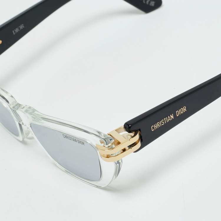 Pre Owned Dior Black/Silver Mirrored Cdior B2U 89A4 Cat Eye Sunglasses