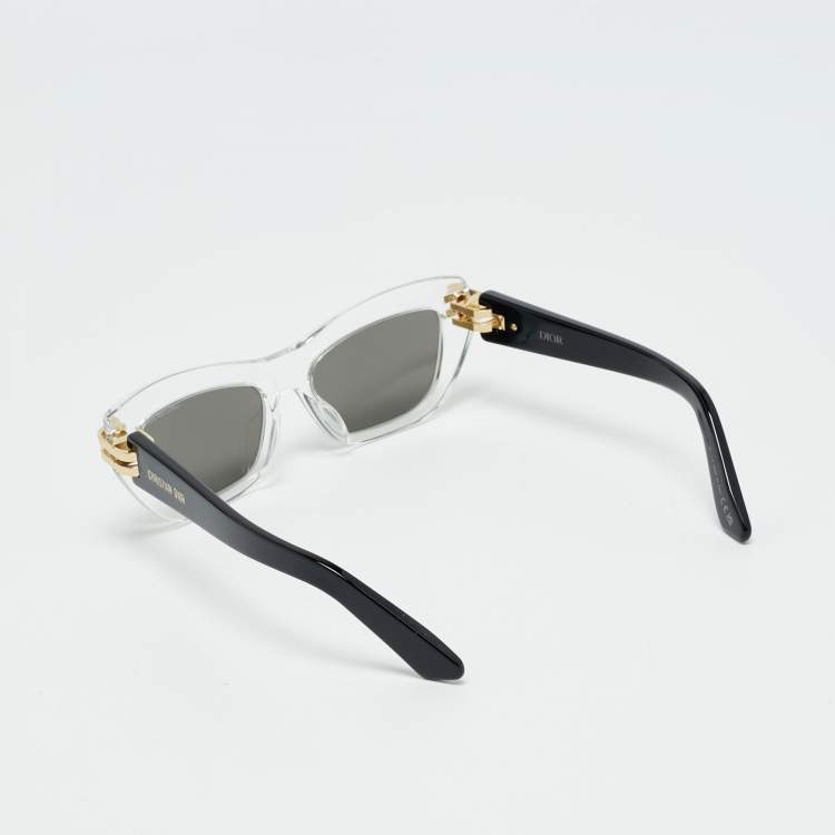 Pre Owned Dior Black/Silver Mirrored Cdior B2U 89A4 Cat Eye Sunglasses