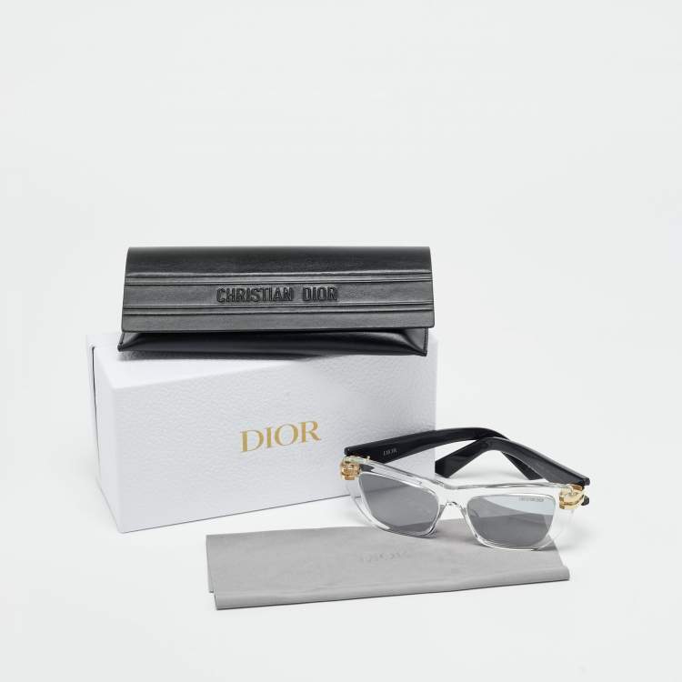 Pre Owned Dior Black/Silver Mirrored Cdior B2U 89A4 Cat Eye Sunglasses