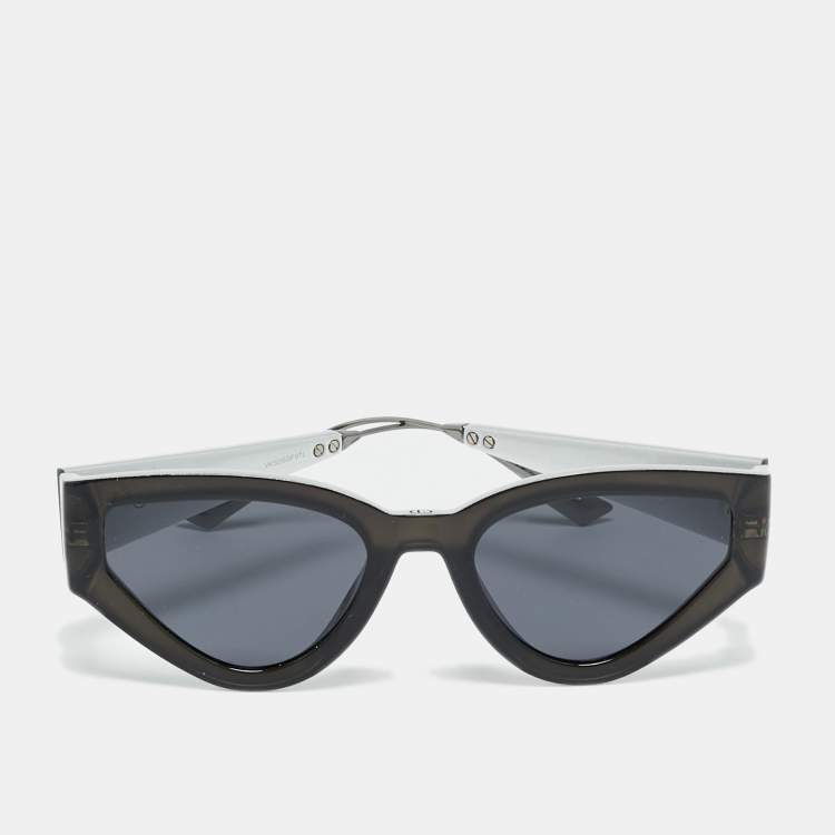 Pre Owned Dior Black/Silver CatStyleDior1 KB72K Cat Eye Sunglasses