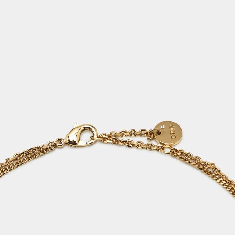 Pre Owned Dior CD Crystals Star Gold Tone Necklace